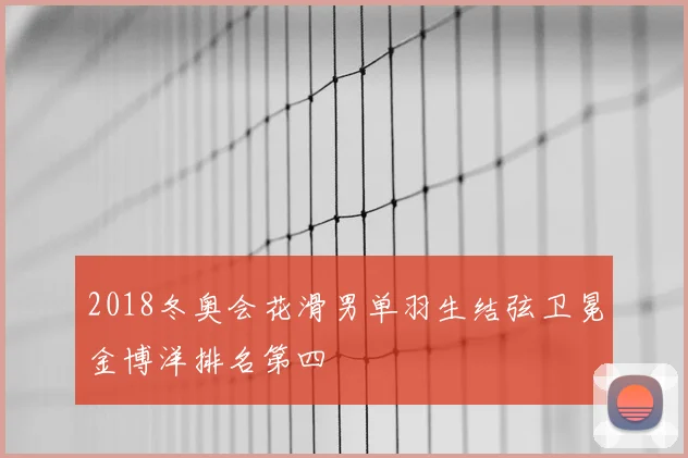 2018冬奥会花滑男单羽生结弦卫冕金博洋排名第四